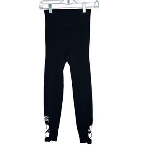 Pink Victoria Secret Ultimate Lace Up Bottom Black Leggings. Size Small.